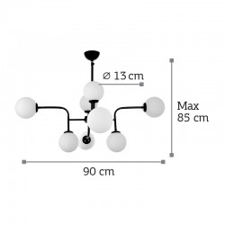 InLight Κρεμαστό φωτιστικό από μαύρο μέταλλο και λευκή οπαλίνα (6166-8Φ-Μαύρο)