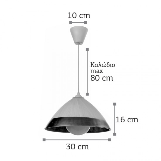 InLight Κρεμαστό φωτιστικό από ασημί γυαλί (4409-Β-Ασημί)
