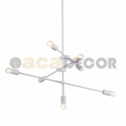 ΚΡΕΜΑΣΤΟ Φ/Σ 7ΧΕ27 ΜΕΤΑΛΛΙΚΟ ΛΕΥΚΟ Φ80ΧΗ130CM LUTHER