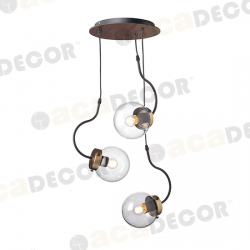 ΚΡΕΜΑΣΤΟ Φ/Σ 3ΧΕ27 ΓΥΑΛΙ+ΜΕΤΑΛΛΟ+MDF Φ35ΧΗ100CM PUEBLOS