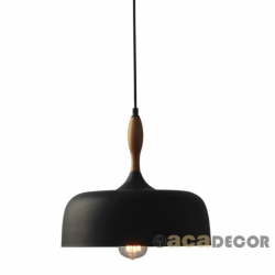 ΚΑΜΠΑΝΑ ΜΕΤΑΛΛΙΚΗ ΜΑΥΡΗ ΜΕ ΞΥΛΟ 1 Χ Ε27 Φ32CM CUBA